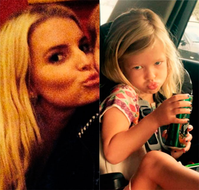 Filha de Jessica Simpson faz pose igual a da mamãe para ir ao primeiro dia de aula!