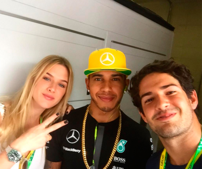 Fiorella Matheis e Alexandre Pato tietam Lewis Hamilton