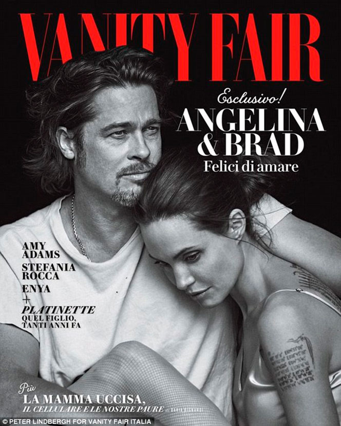 Angelina Jolie e Brad Pitt aparecem deslumbrantes em capa da <i>Vanity Fair</i> italiana, veja!