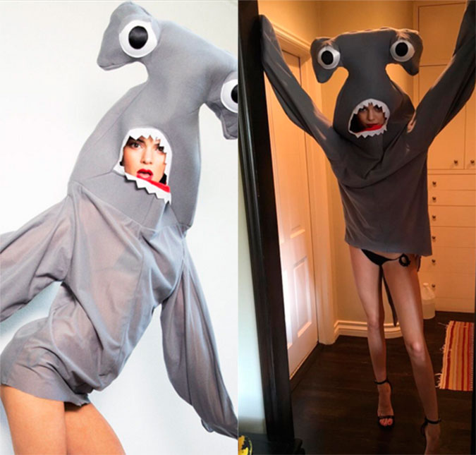 Kendall Jenner prova que consegue ser <i>sexy</i> até fantasiada de tubarão