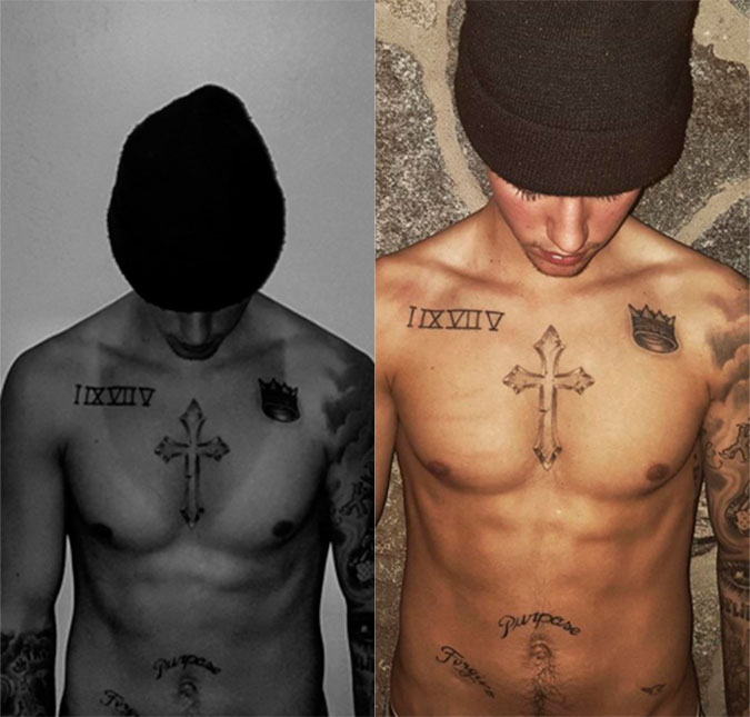 Justin Bieber deixa fãs sem ar ao postar foto sem camisa e mostrando as tatuagens!