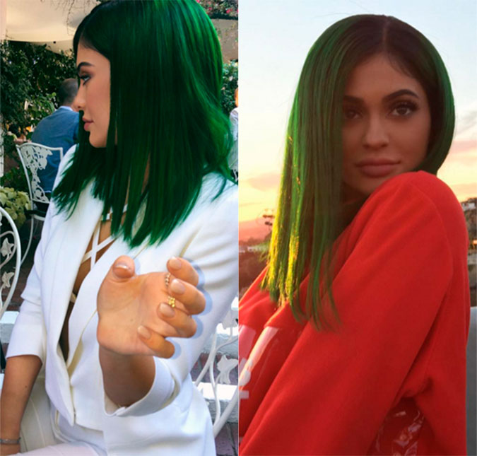 Kylie Jenner muda o visual e pinta o cabelo de verde!