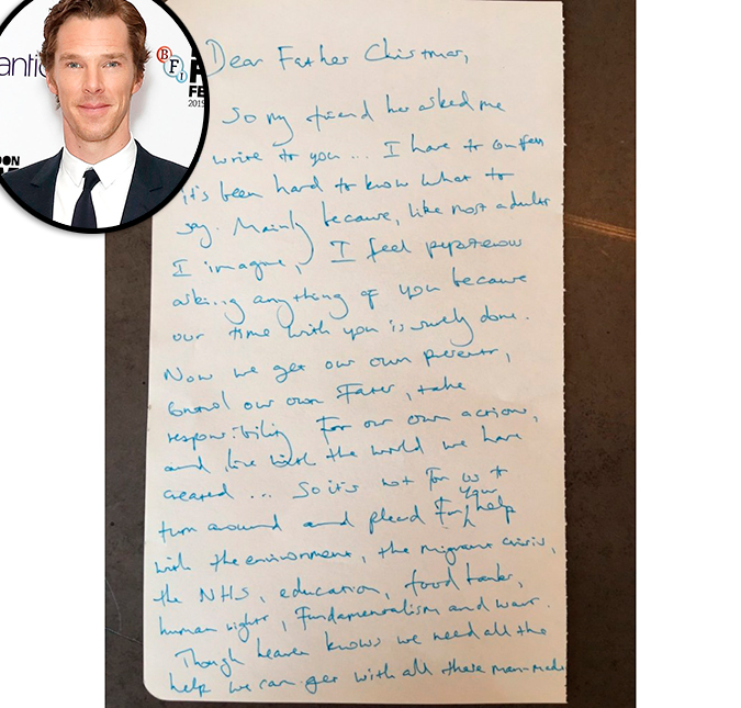 Em carta ao Papai Noel, Benedict Cumberbatch pede sabre de luz, entenda!