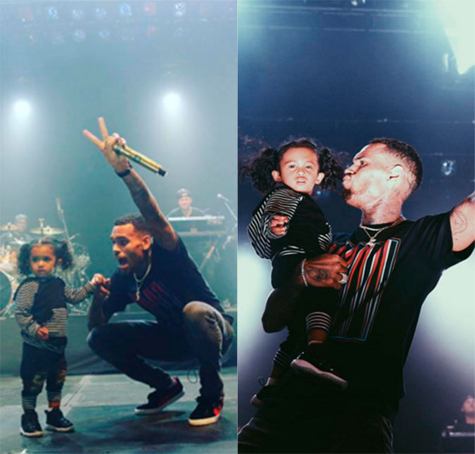 Chris Brown leva a filhinha para subir ao palco em seu <I>show</I> e ainda fala sobre seu passado: <I>- Eu cometi erros</i>