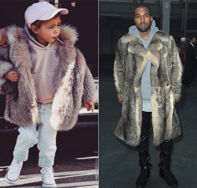 North West aparece com <i>look</i> parecido com de Kanye West