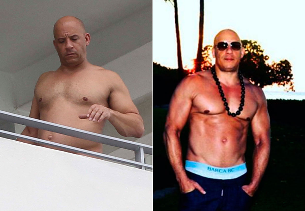 Vin Diesel mostra músculos em foto após parecer barrigudinho