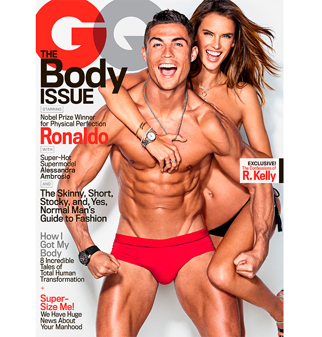 Alessandra Ambrósio posa <i>topless</i> e abraçada com Cristiano Ronaldo em capa de revista