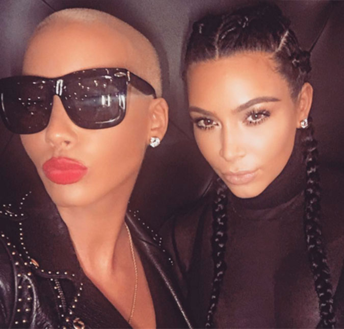 Depois de polêmica com Kanye West, Amber Rose posa ao lado de Kim Kardashian