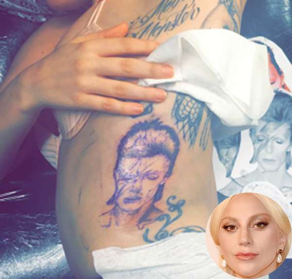 Lady Gaga faz tatuagem com o rosto de David Bowie, veja!