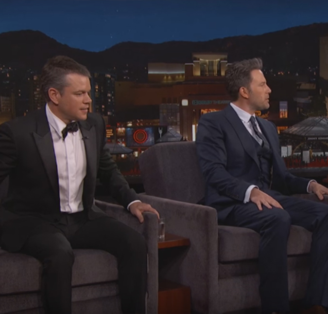 Matt Damon faz aparição no programa de Jimmy Kimmel após Ben Affleck escondê-lo dentro de si, entenda!