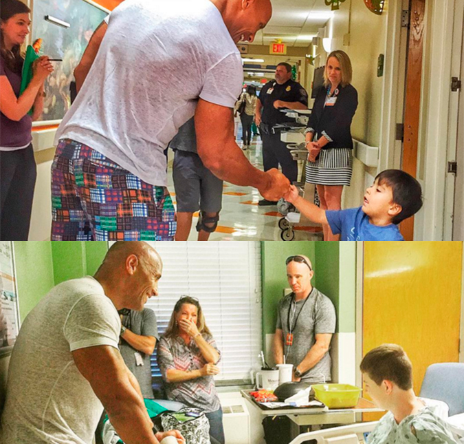Dwayne Johnson, o <I>The Rock</I> visita hospital infantil e descreve a experiência