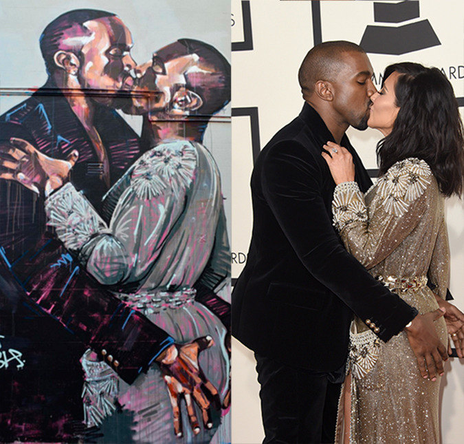 Kanye West vira pintura e aparece beijando outra pessoa que não Kim Kardashian. Entenda!