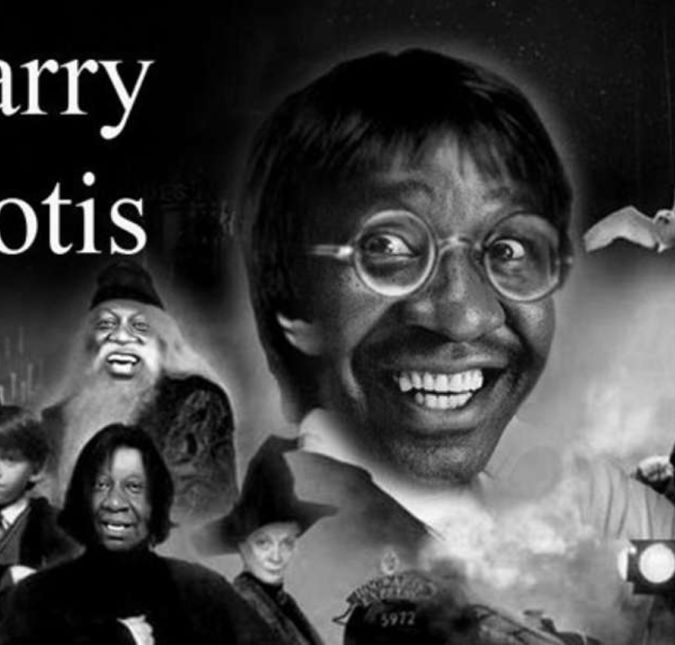 E as produções famosas também não ficariam de fora, não é mesmo? Olha o cartaz de Harry Potter na versão Mussum: Harry Potis!