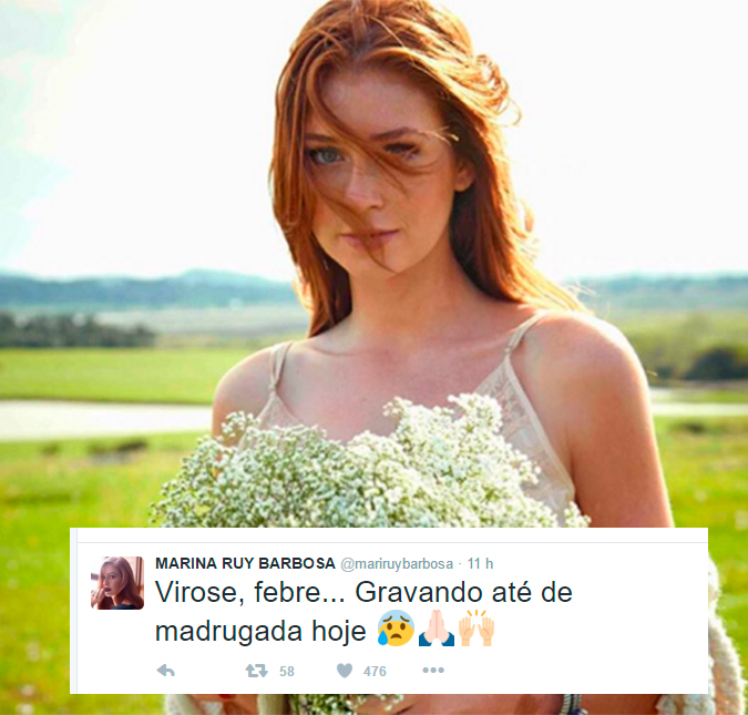 Marina Ruy Barbosa relata virose, mas trabalha até de madrugada no feriado