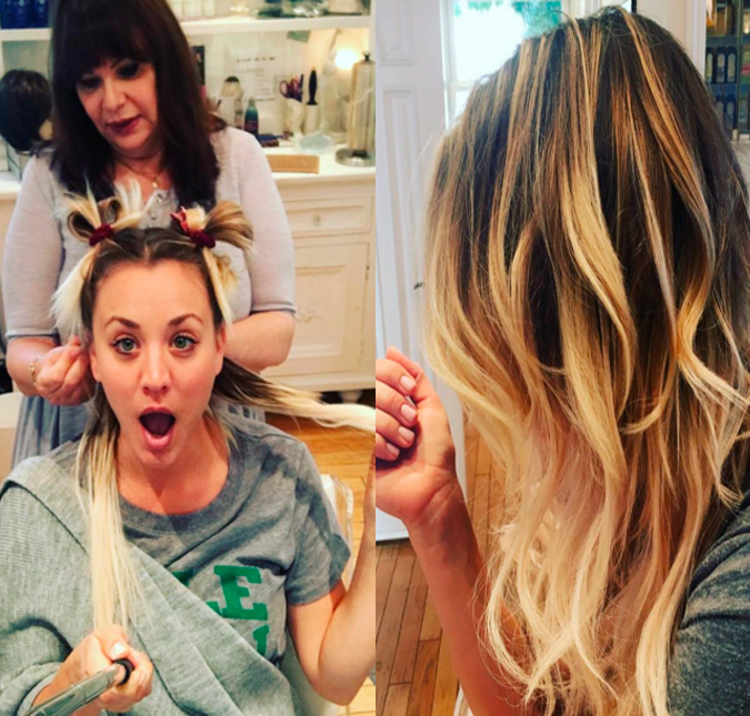 Kaley Cuoco, de <i>The Big Bang Theory</i>, adota extensões de cabelo!