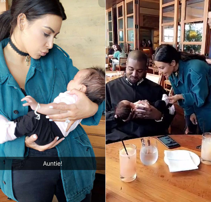 Kim Kardashian e Kanye West babam pela filha de Chrissy Teigen e John Legend
