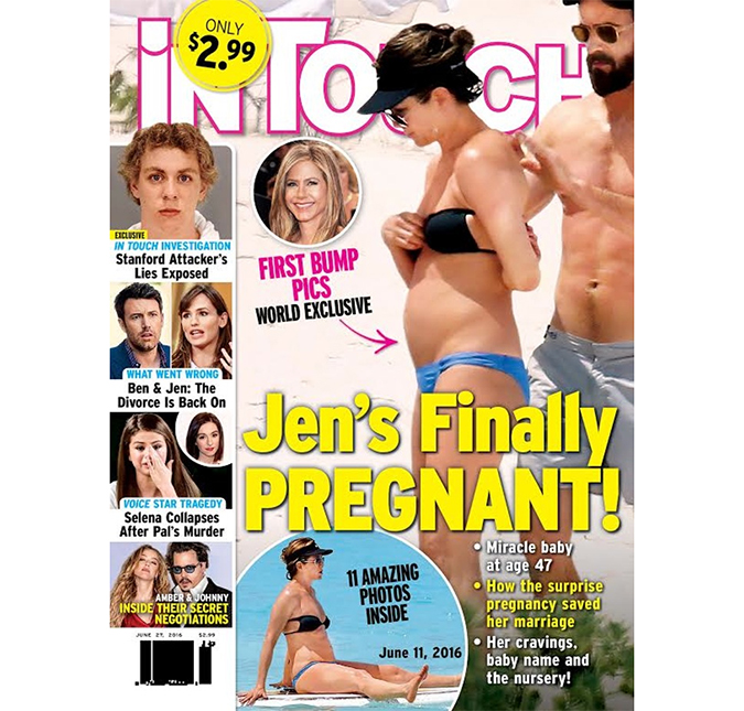 Jennifer Aniston está grávida e já exibe barriguinha, afirma revista