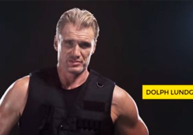 Gloria Pires vira piada em comercial com Dolph Lundgren, o Ivan Drago do filme <i>Rocky IV</i>