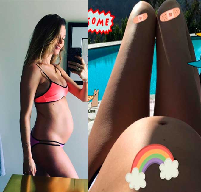 Behati Prinsloo exibe barrigão em cliques de biquíni, veja!