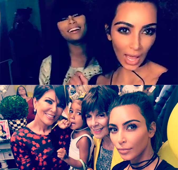 Kim Kardashian aparece ao lado de Blac Chyna e comemora a barriguinha da cunhada
