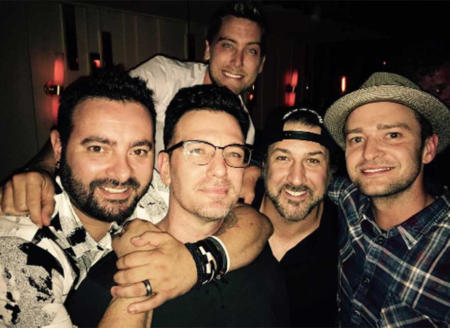 Justin Timberlake reencontra ex-companheiros do <i>'N Sync</i> em festa!
