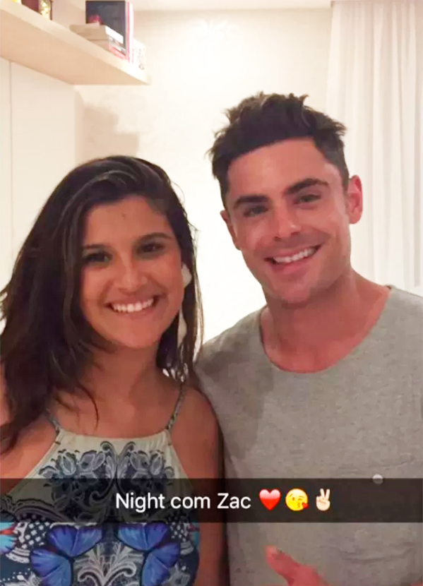 Giulia Costa compartilha com seguidores do <i>Snapchat</i> clique ao lado de Zac Efron, vem ver!