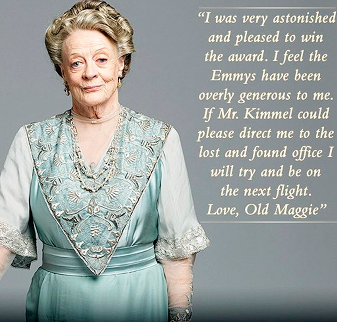 Maggie Smith responde à brincadeira de Jimmy Kimmel no <I>Emmy Awards</I>, confira!