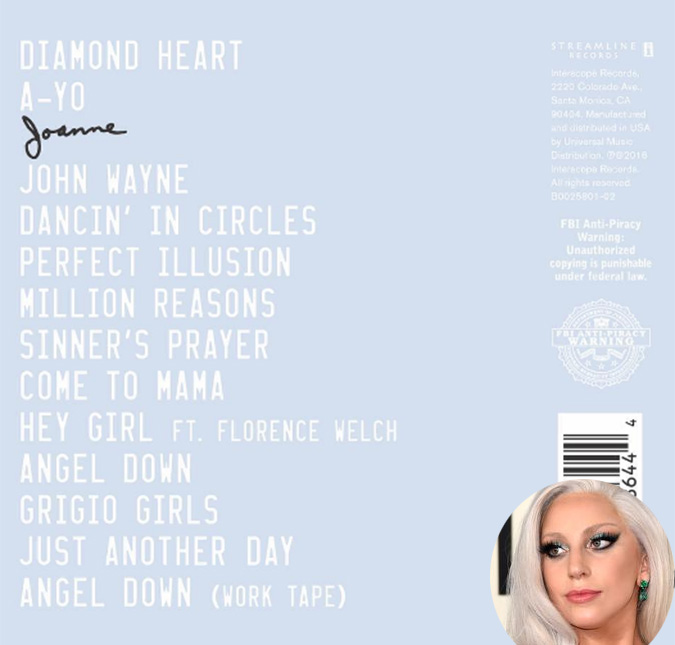 Lady Gaga divulga a <i>track list</i> de seu novo álbum, veja!