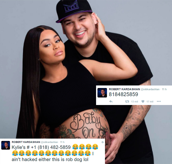 Rob Kardashian divulga número de celular da irmã, Kylie Jenner, em rede social