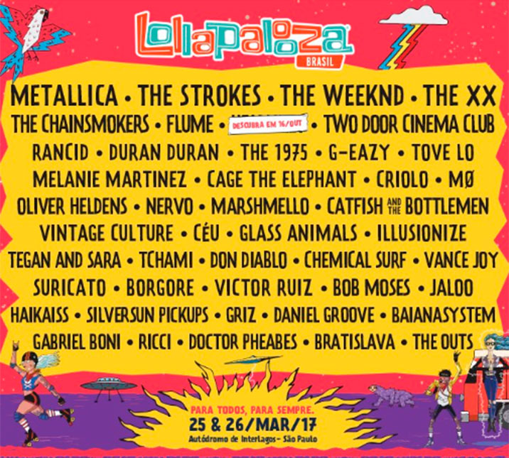 <i>Lollapalooza</i> anuncia <i>line-up</i> com <i>The Strokes</i>, <i>The Weeknd</i> e <i>Metallica</i>, saiba mais!