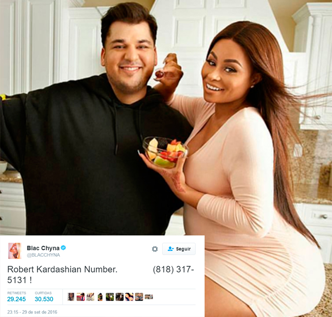 Em meio a rumores de crise, Blac Chyna teria publicado número de celular de Rob Kardashian nas redes sociais