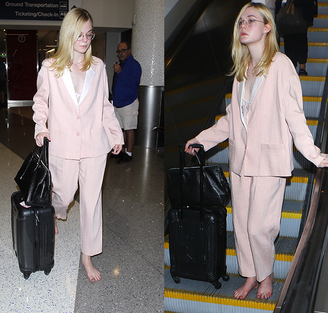 Elle Fanning surpreende ao aparecer descalça em aeroporto, confira!