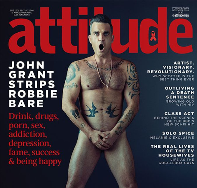 Robbie Williams posa completamente nu para revista e abre o jogo sobre vício em sexo