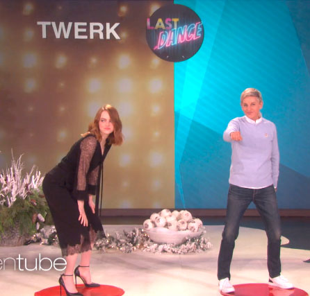 Emma Stone faz <i>twerk</i> e dança <i>Single Ladies</i> em programa, vem ver!
