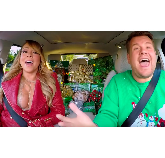 James Corden e Mariah Carey fazem um <I>Carpool Karaoke</I> especial de Natal, assista!