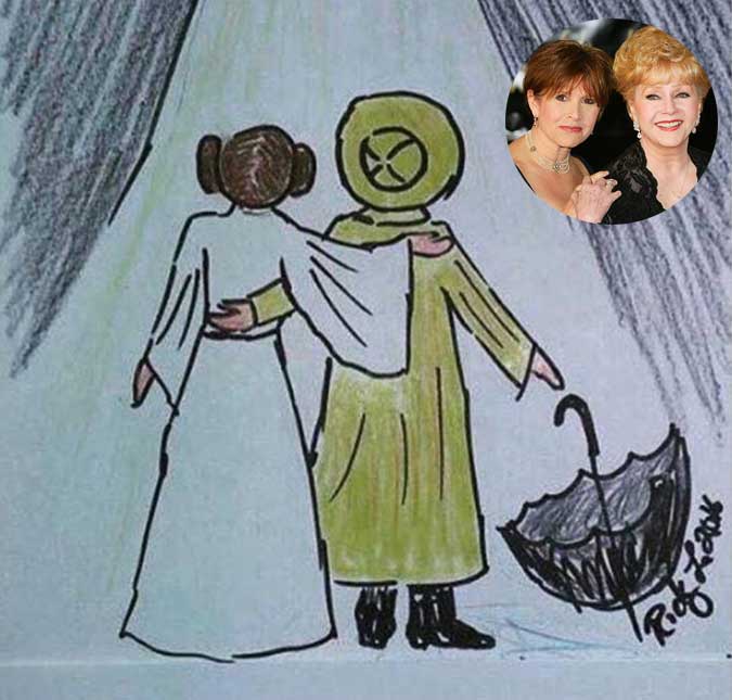 Irmão de Carrie Fisher faz desenho tocante para homenagear irmã e a mãe, Debbie Reynolds