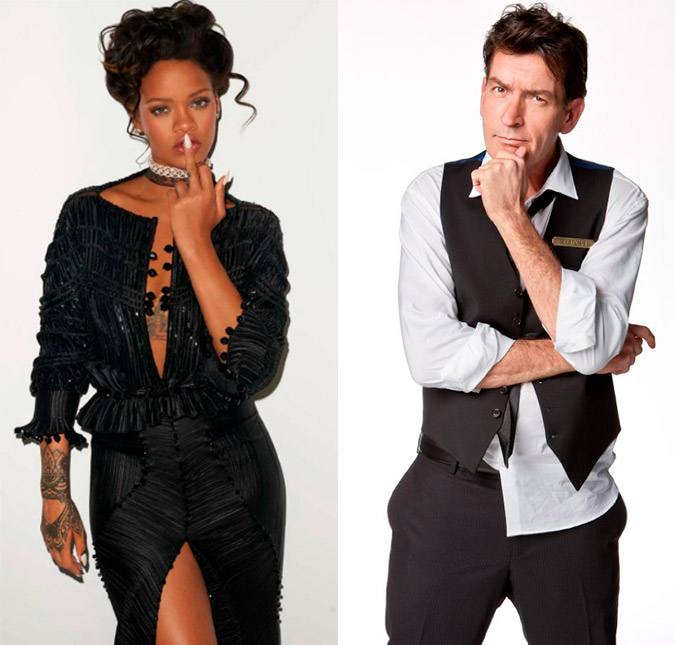 Charlie Sheen xinga Rihanna em programa e se desculpa na <I>web</I>