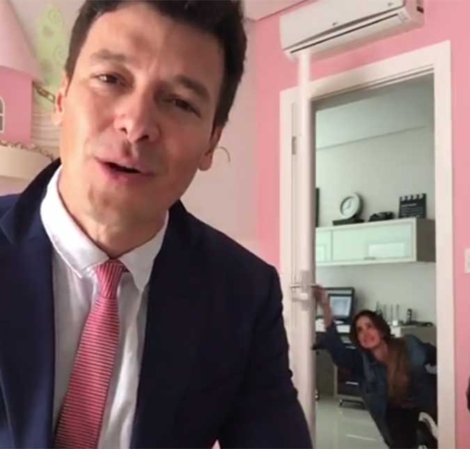 Rodrigo Faro recria vídeo viral de entrevista sendo interrompida por crianças, vem ver!