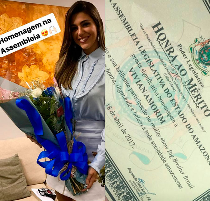 Vivian Amorim recebe certificado de Honra ao Mérito por participação no <i>BBB 17</i>!