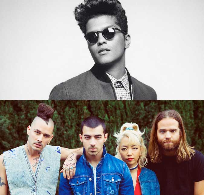 Bruno Mars e <i>DNCE</i>, banda de Joe Jonas, farão <i>shows</i> juntos no Brasil, saiba tudo!