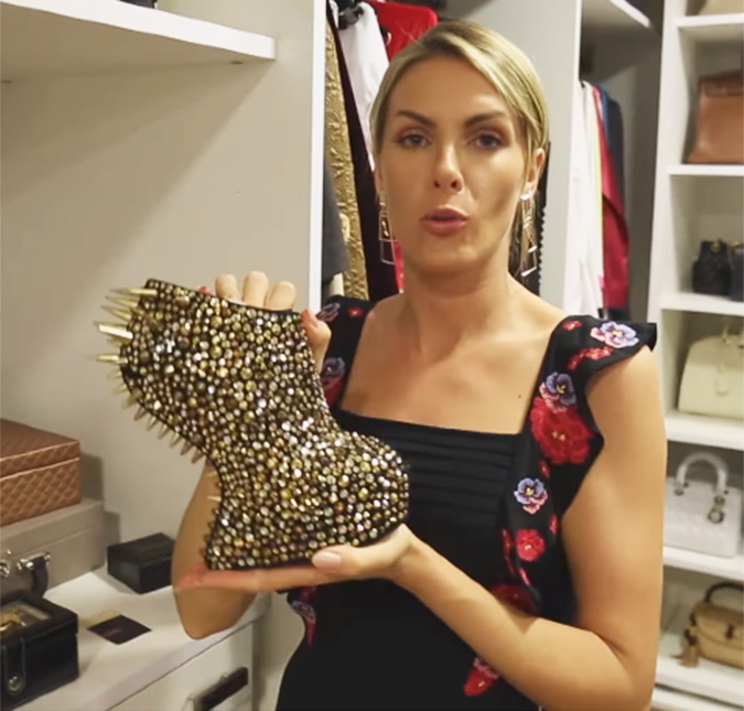 Ana Hickmann revela detalhes do <i>closet</i> com coleção de bolsas e sapatos e erra data do próprio casamento