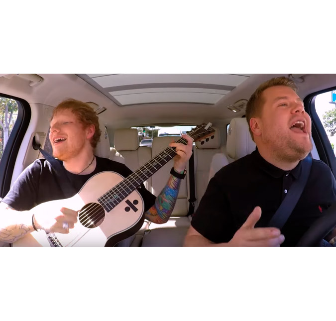 Ed Sheeran levou até o violão para participar do <I>Carpool Karaoke</I> com James Corden, assista!