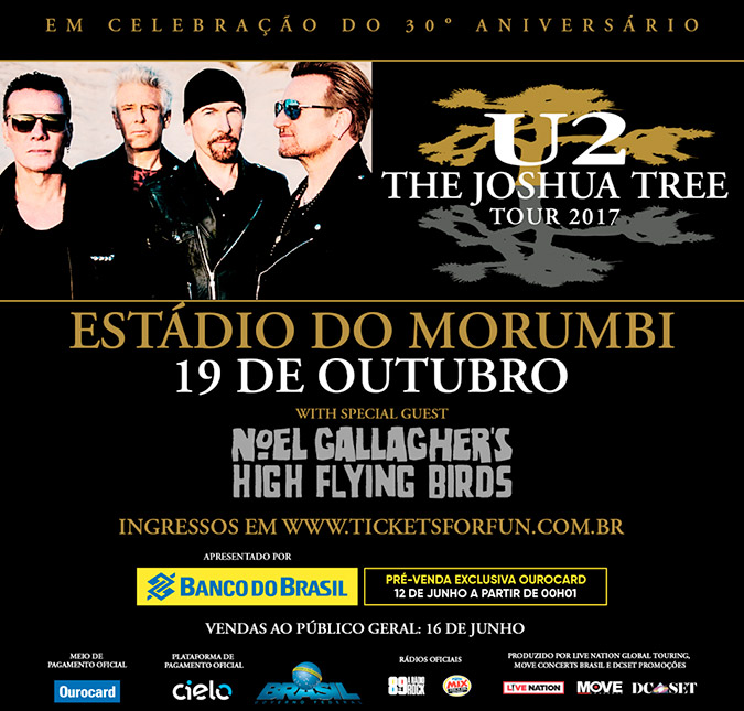 Banda <I>U2</I> voltará ao Brasil após seis anos para <I>show</I> com Noel Gallagher