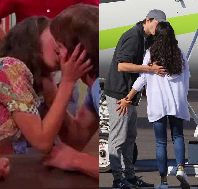 Ashton Kutcher relembra os primeiros beijos que deu na esposa, Mila Kunis, dentro e fora das telas