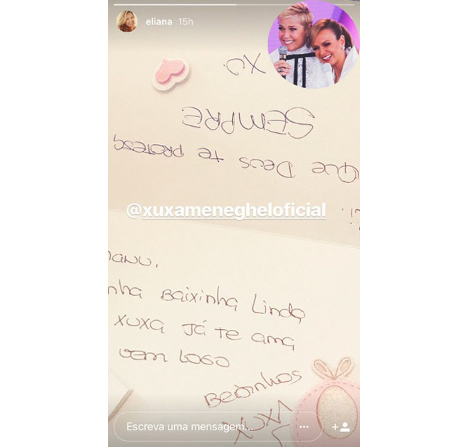 Xuxa escreve bilhete fofo para Eliana e a filha, Manuela, veja!