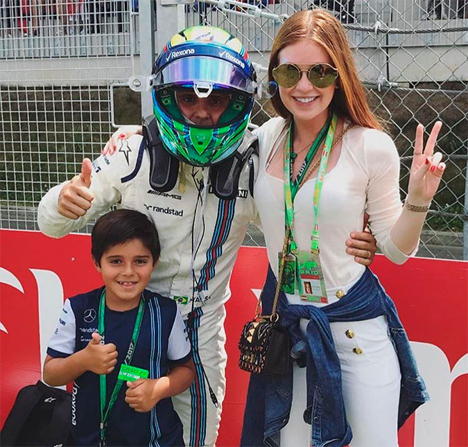 Felipe Massa tieta Mariana Ruy Barbosa em evento da <i>Fórmula 1</i>, vem ver!