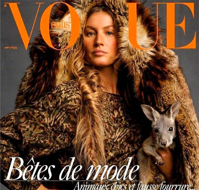 A modelo é defensora das causas animais. Tanto é que, para uma edição especial da Vogue francesa, Gisele posou usando pele falsa e segurando animais fofinhos. O objetivo da matéria era alertar para a crueldade a qual animais são submetidos e combater o uso de peças com peles verdadeiras.