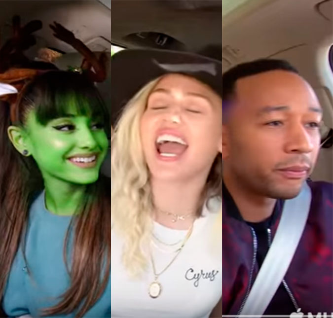 Miley Cyrus, Ariana Grande e mais celebridades aparecem em novo <i>trailer</i> da série <i>Carpool Karaoke</i>, assista ao vídeo!