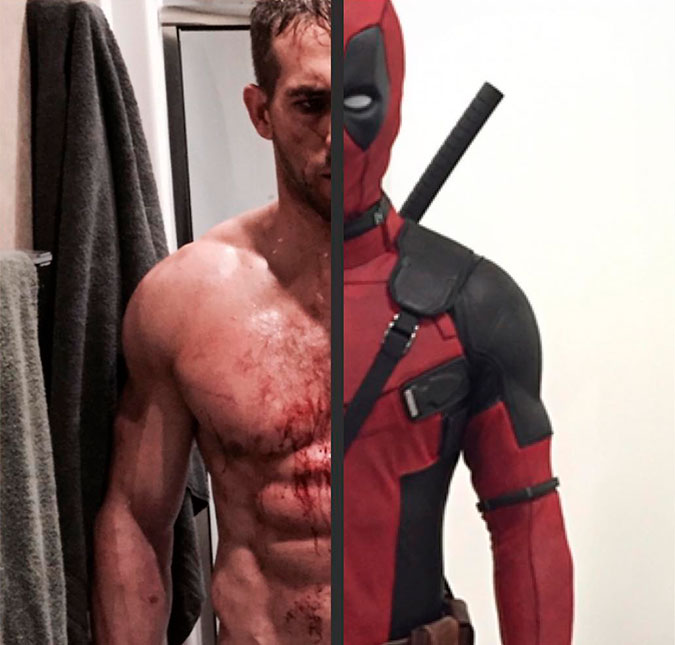 Ryan Reynolds esconde um belo abdômen por baixo do uniforme de Deadpool, vem ver!