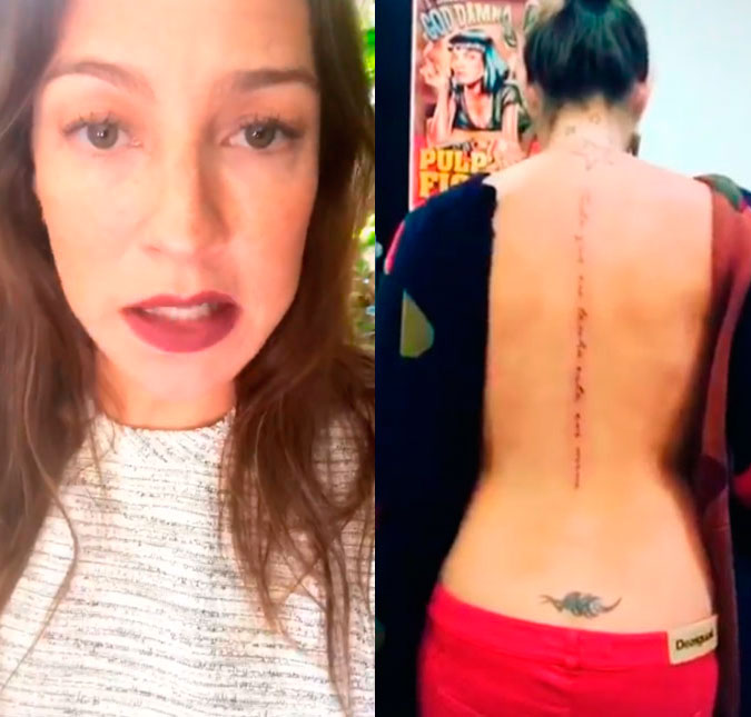 Na véspera de seu aniversário, Luana Piovani tatua frase nas costas, vem ver!